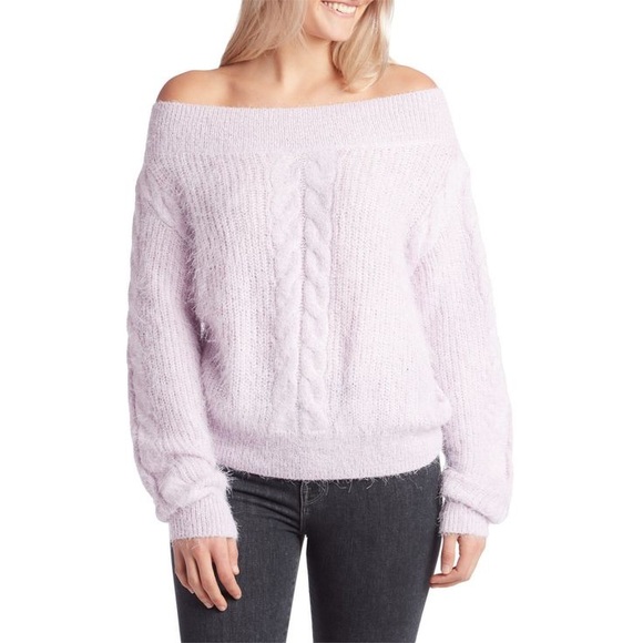 Amuse Society Miraflores Off the Shoulder Sweater in Lilac - Picture 4 of 7